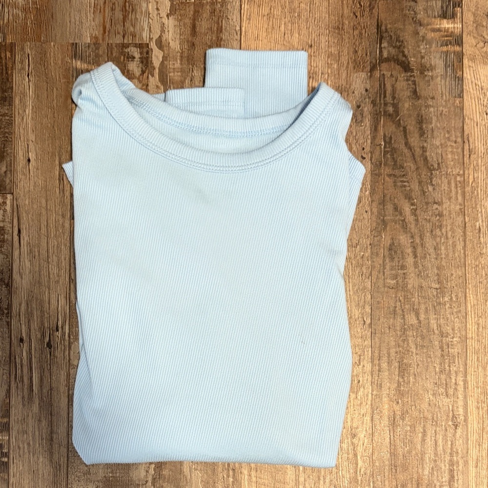 No Boundaries Blue Ribbed Crew Neck Top